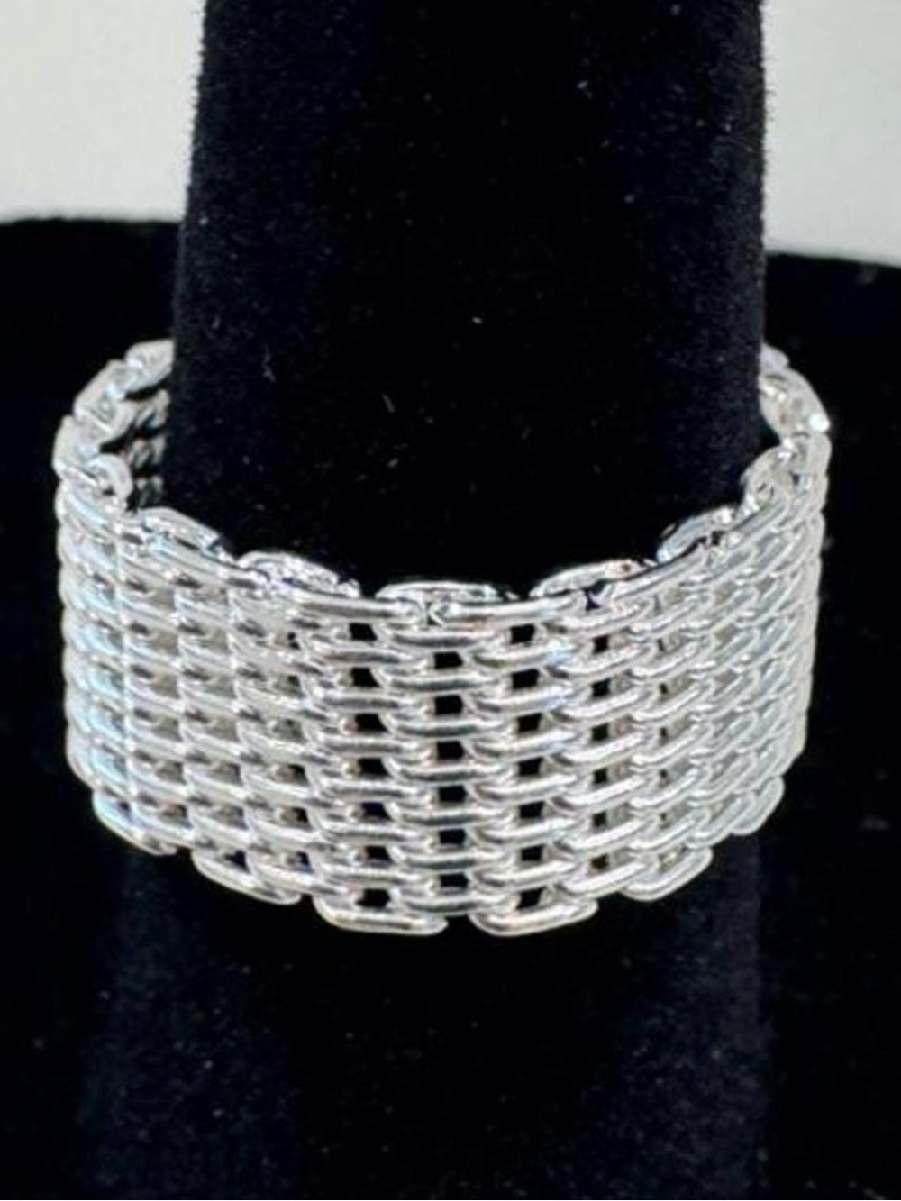 Sterling Silver 925 Flexible Mesh Ring Size 6 NIB